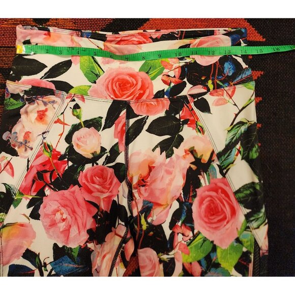 Betsey Johnson Vintage style Floral Leggings M Mesh details - Picture 3 of 9